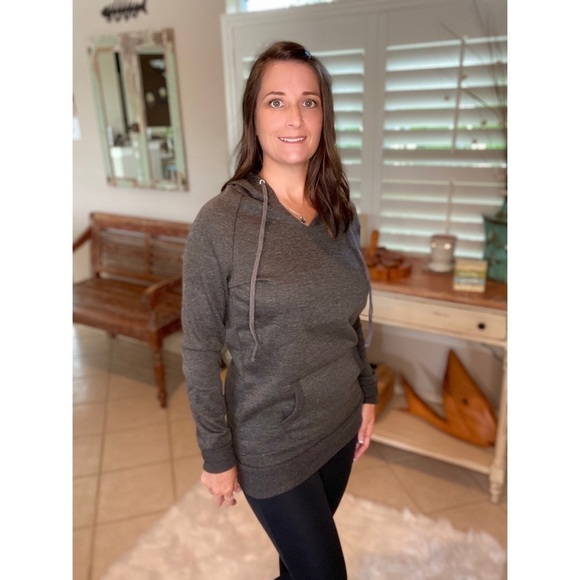 Drawstring Hoodie Kangaroo Pocket Gray 3520 - Picture 4 of 8